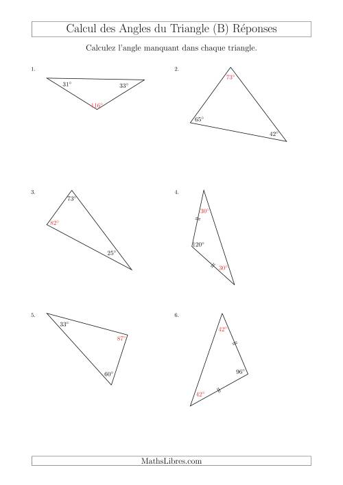 Calcul des Angles d’un triangle en Tenant Compte des Autres Angles (B) page 2