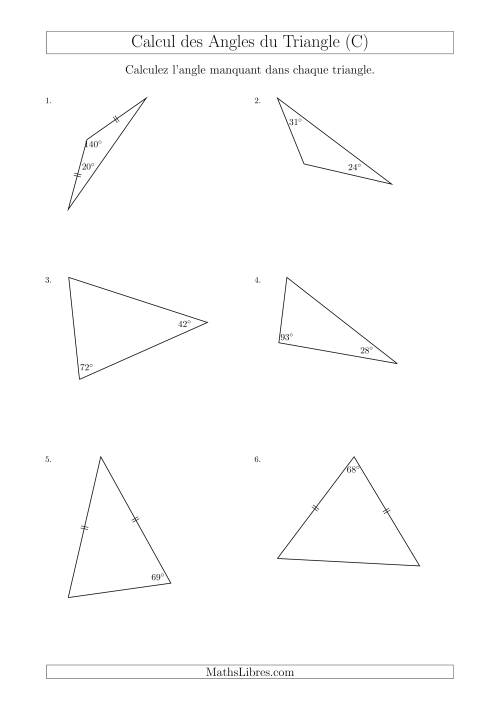 Calcul des Angles d’un triangle en Tenant Compte des Autres Angles (C)