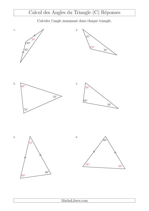 Calcul des Angles d’un triangle en Tenant Compte des Autres Angles (C) page 2