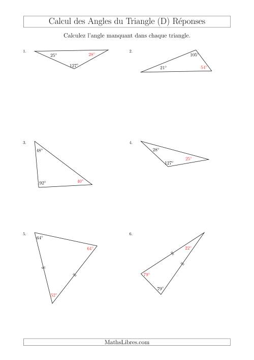 Calcul des Angles d’un triangle en Tenant Compte des Autres Angles (D) page 2