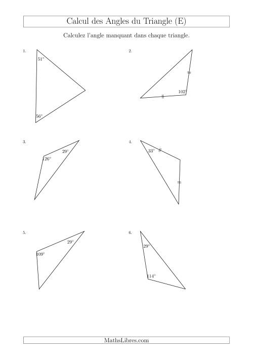 Calcul des Angles d’un triangle en Tenant Compte des Autres Angles (E)