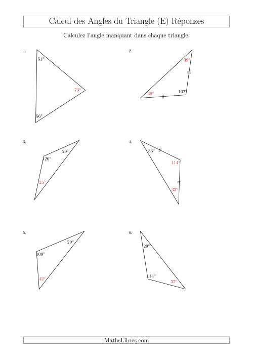 Calcul des Angles d’un triangle en Tenant Compte des Autres Angles (E) page 2