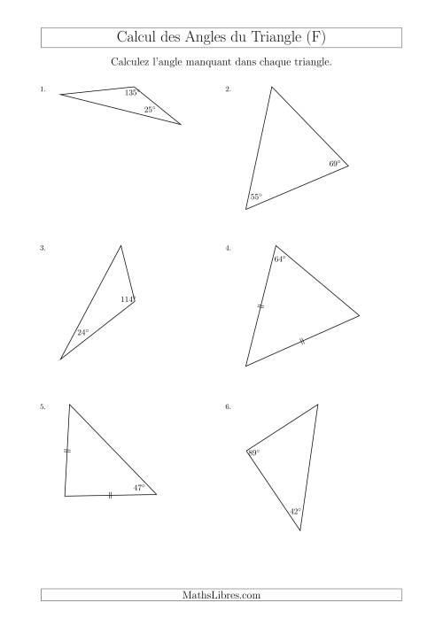 Calcul des Angles d’un triangle en Tenant Compte des Autres Angles (F)