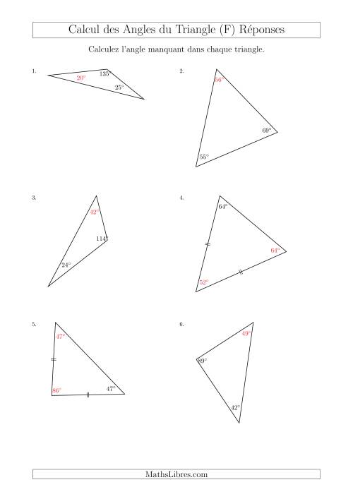 Calcul des Angles d’un triangle en Tenant Compte des Autres Angles (F) page 2