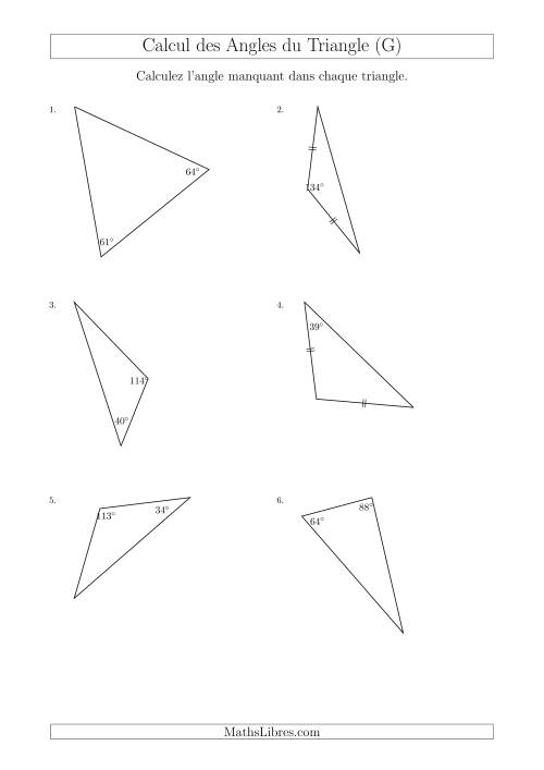 Calcul des Angles d’un triangle en Tenant Compte des Autres Angles (G)