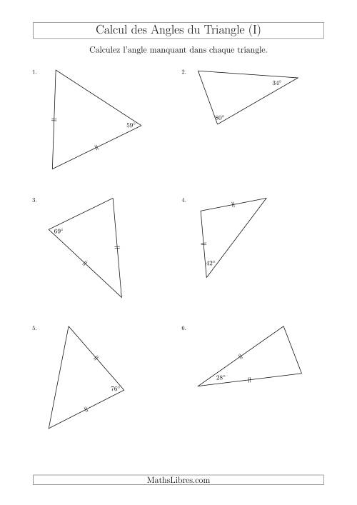 Calcul des Angles d’un triangle en Tenant Compte des Autres Angles (I)