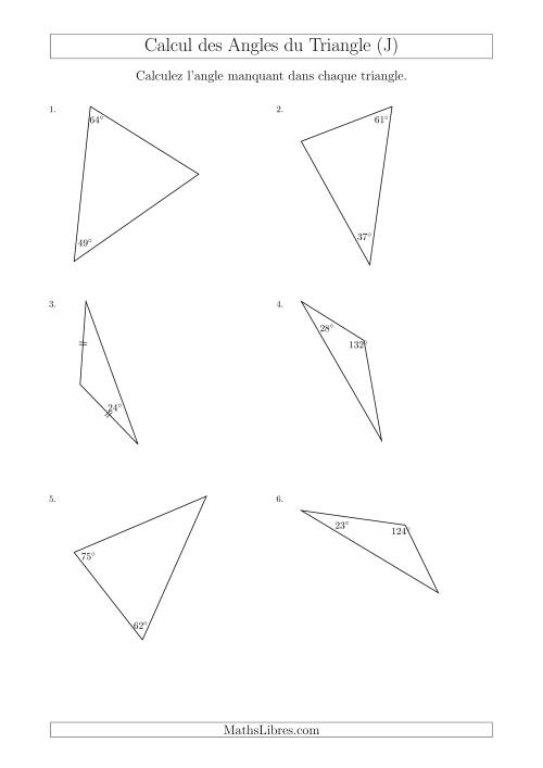 Calcul des Angles d’un triangle en Tenant Compte des Autres Angles (J)