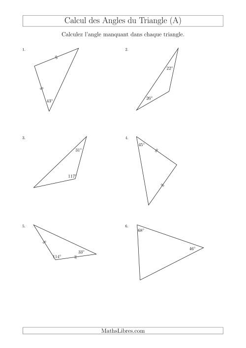 Calcul des Angles d’un triangle en Tenant Compte des Autres Angles (Tout)