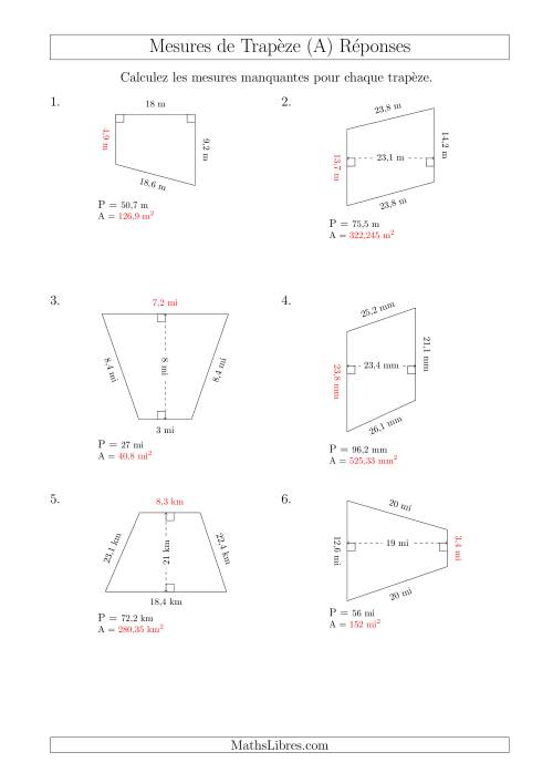 Calcul de la Base et l'Aire des Trapèzes (Tout) page 2