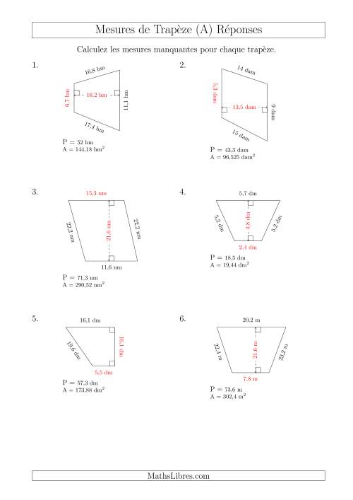 Calcul de la Base et la Hauetur des Trapèzes (A) page 2