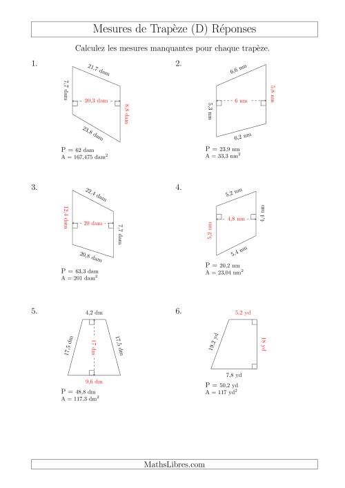 Calcul de la Base et la Hauetur des Trapèzes (D) page 2