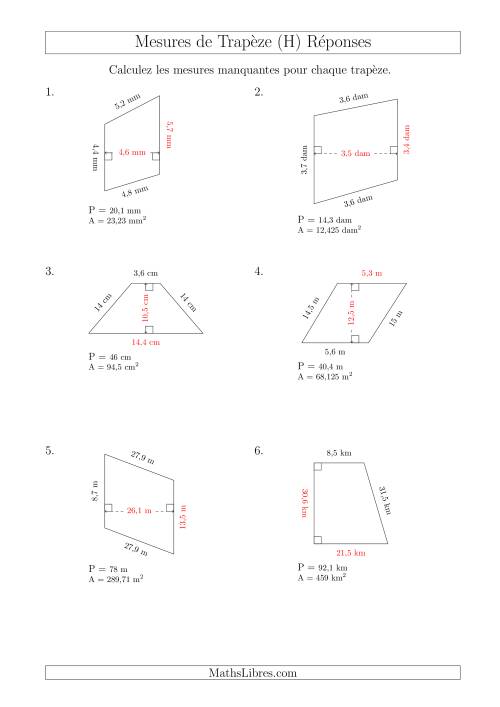 Calcul de la Base et la Hauetur des Trapèzes (H) page 2