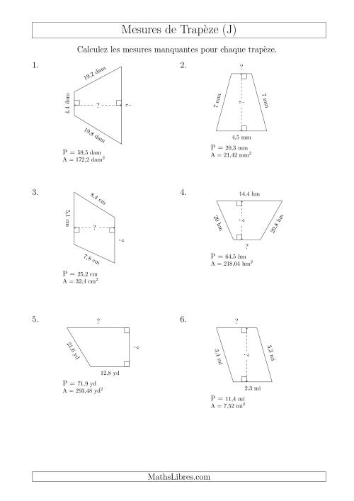 Calcul de la Base et la Hauetur des Trapèzes (J)