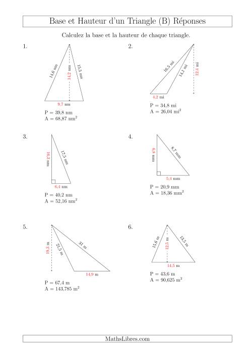 Calcul de la Base et Hauteur des Triangles (B) page 2