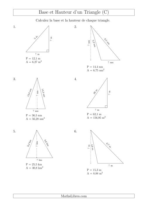 Calcul de la Base et Hauteur des Triangles (C)
