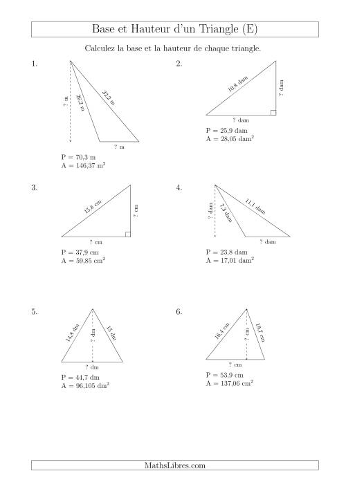 Calcul de la Base et Hauteur des Triangles (E)