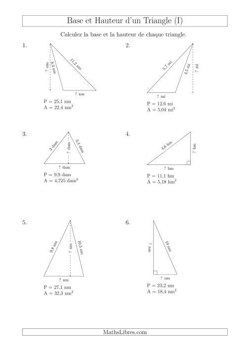 Calcul de la Base et Hauteur des Triangles (I)