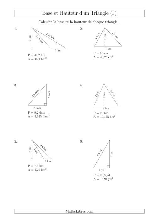 Calcul de la Base et Hauteur des Triangles (J)