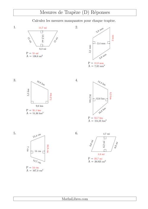 Calcul de la Base et du Périmètre des Trapèzes (D) page 2