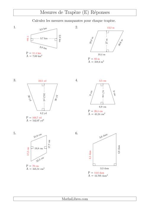 Calcul de la Base et du Périmètre des Trapèzes (E) page 2