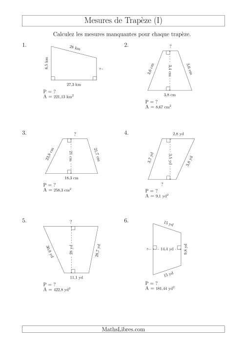 Calcul de la Base et du Périmètre des Trapèzes (I)