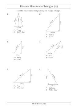 Calcul de Divreses Mesures des Triangles