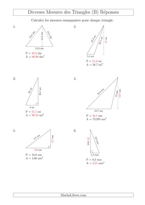Calcul de Divreses Mesures des Triangles (B) page 2