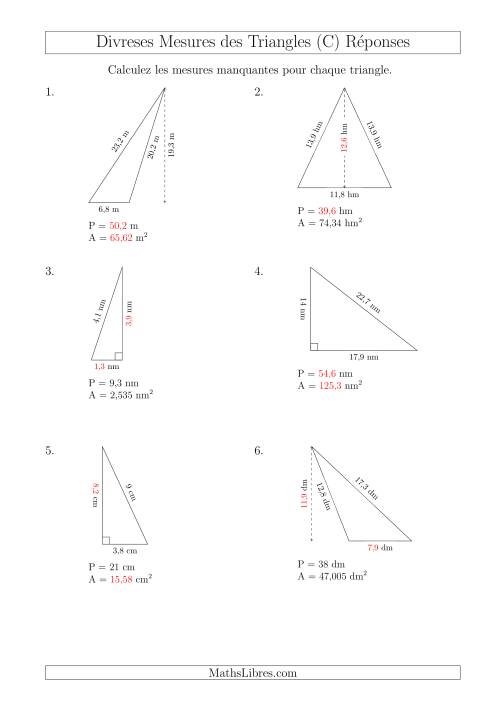 Calcul de Divreses Mesures des Triangles (C) page 2