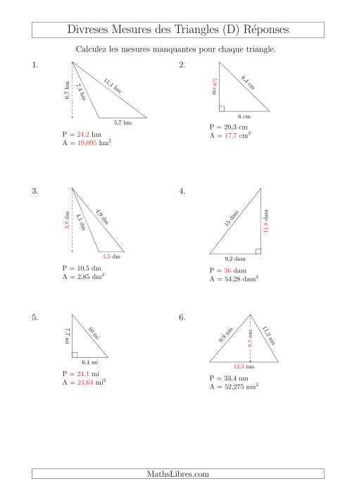 Calcul de Divreses Mesures des Triangles (D) page 2