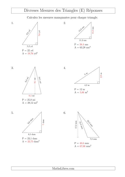Calcul de Divreses Mesures des Triangles (E) page 2