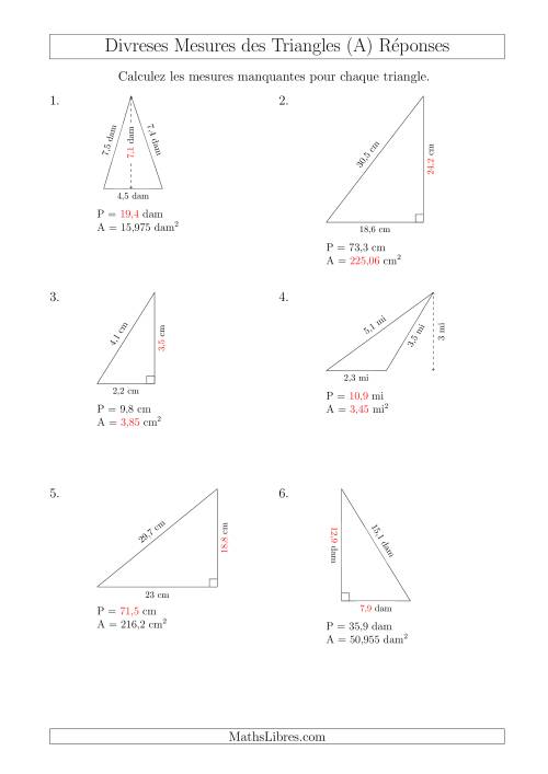 Calcul de Divreses Mesures des Triangles (Tout) page 2
