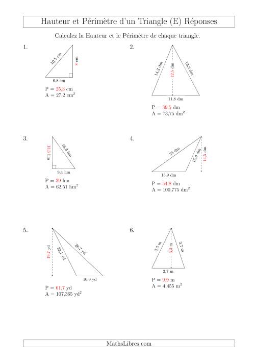 Calcul de la Hauteur et du Périmètre des Triangles (E) page 2