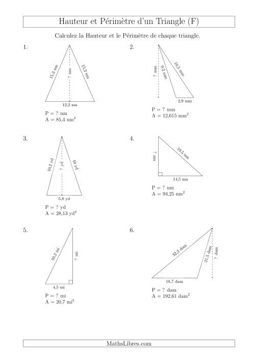 Calcul de la Hauteur et du Périmètre des Triangles (F)
