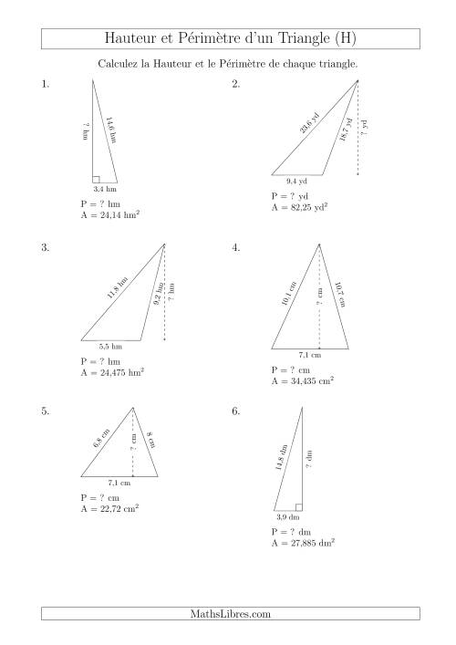 Calcul de la Hauteur et du Périmètre des Triangles (H)