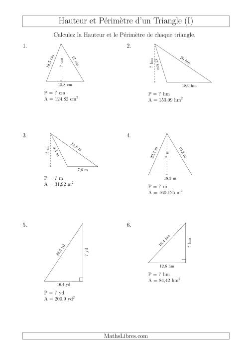Calcul de la Hauteur et du Périmètre des Triangles (I)