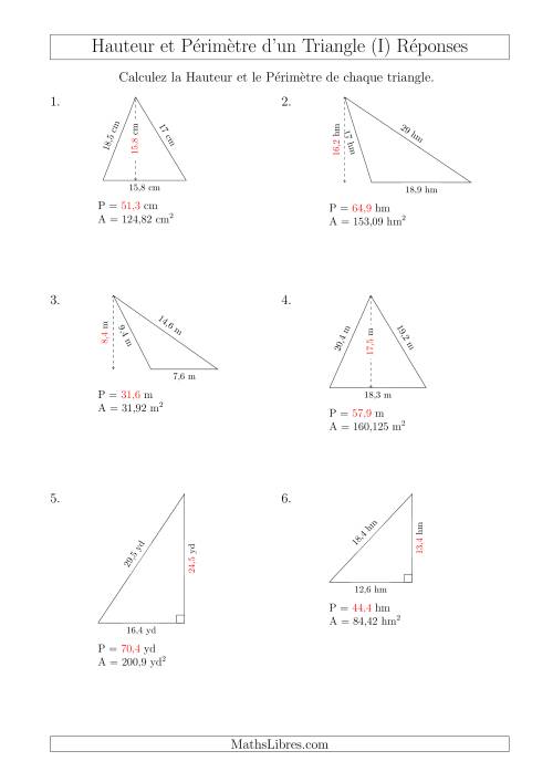 Calcul de la Hauteur et du Périmètre des Triangles (I) page 2