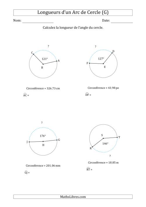 Calcul de la Longueur d'un Arc de Cercle en Tenant Compte de la Circonférence (G)