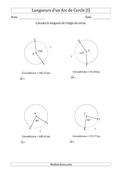 Calcul de la Longueur d'un Arc de Cercle en Tenant Compte de la Circonférence (I)