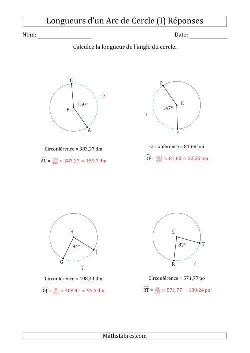 Calcul de la Longueur d'un Arc de Cercle en Tenant Compte de la Circonférence (I) page 2