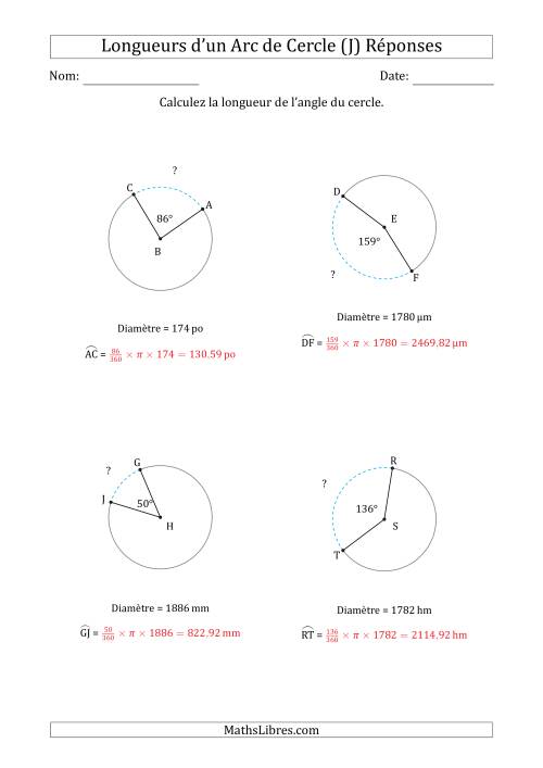 Calcul de la Longueur d'un Arc de Cercle en Tenant Compte de la Diamètre (J) page 2