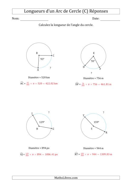 Calcul de la Longueur d'un Arc de Cercle en Tenant Compte de la Diamètre (C) page 2