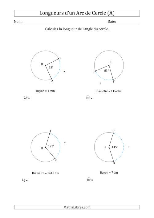 Calcul de la Longueur d'un Arc de Cercle en Tenant Compte de la Diamètre ou du Rayon (Tout)