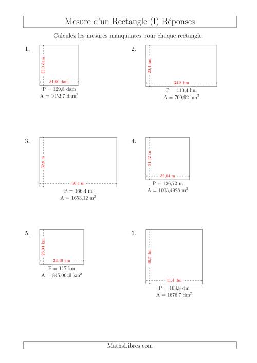 Calcul de la Longueur et la Largeur des Rectangles (Avec des Nombres Décimaux) (I) page 2