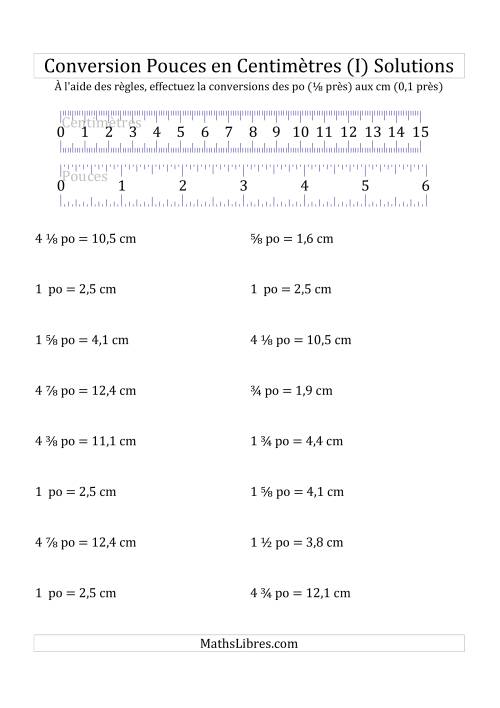 Conversions métriques/impériales à l'aide d'une règle -- Pouces à centimètres (I) page 2