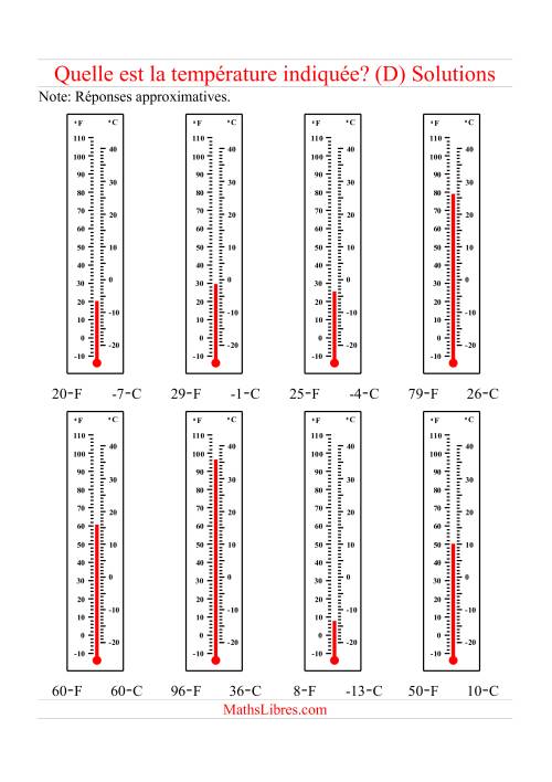 Lecture de température sur un thermomètre (D) page 2