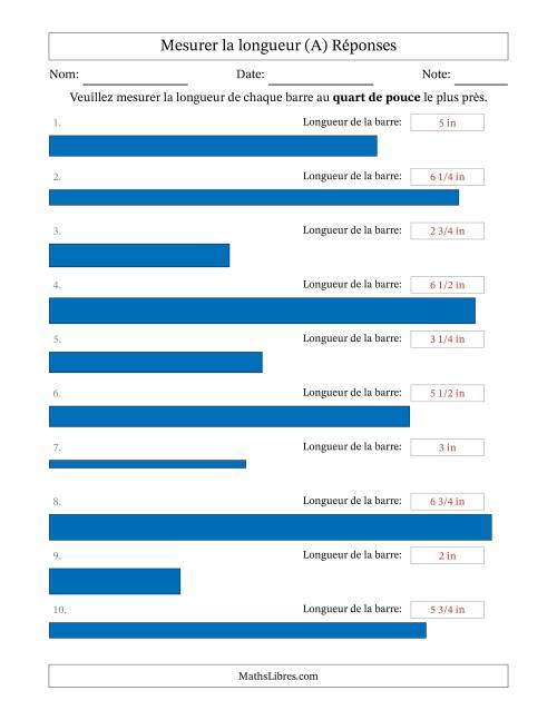 Mesurer la longueur des barres au Quart De Pouce le plus près (Version USA) (A) page 2