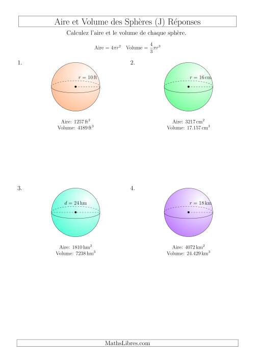 Calcul de l’Aire et du Volume des Sphères (Nombres Entiers) (J) page 2