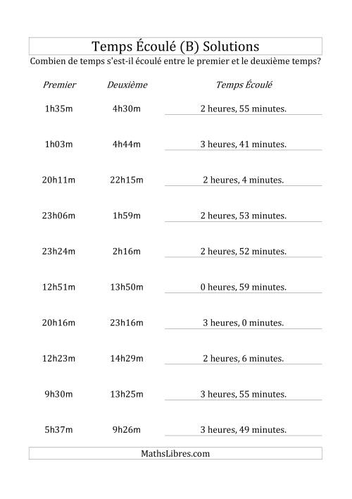 Temps écoulé jusqu'à 5 heures, intervalles de 1 minute (B) page 2