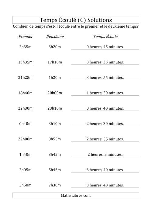Temps écoulé jusqu'à 5 heures, intervalles de 5 minutes (C) page 2