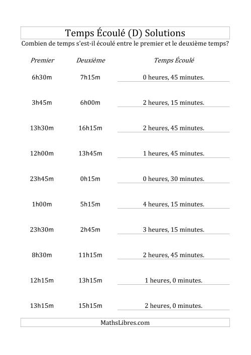 Temps écoulé jusqu'à 5 heures, intervalles de 15 minutes (D) page 2